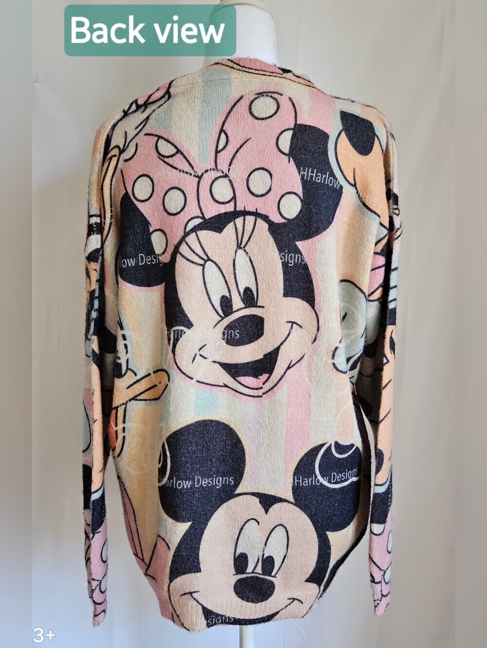 ​Harlow Designs Disney Mickey Minnie Mouse Pastel Knit Sweater Size M EUC - Picture 3 of 9